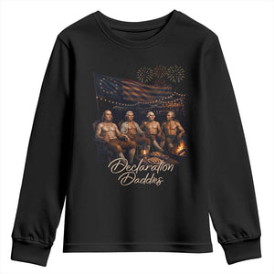 Declaration Daddies Campfire Gathering Graphic Youth Sweatshirt Shirtless Founding Fathers Patriotic Summer 4th of July Celebration