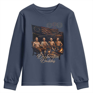 Declaration Daddies Campfire Gathering Graphic Youth Sweatshirt Shirtless Founding Fathers Patriotic Summer 4th of July Celebration