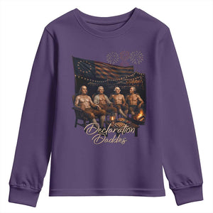 Declaration Daddies Campfire Gathering Graphic Youth Sweatshirt Shirtless Founding Fathers Patriotic Summer 4th of July Celebration