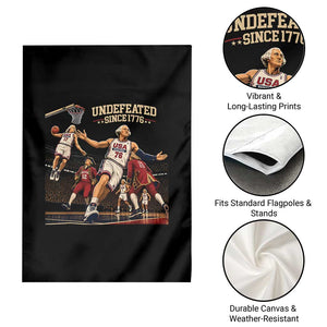 Undefeated Since 1776 George Washington Basketball Garden Flag Funny USA Dream Team Founding Fathers Slam Dunk Patriotic Sports