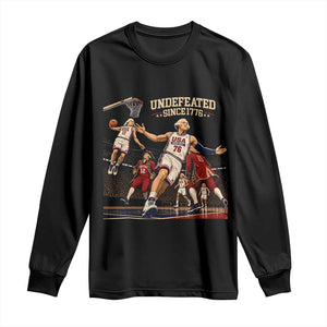 Undefeated Since 1776 George Washington Basketball Long Sleeve Shirt Funny USA Dream Team Founding Fathers Slam Dunk Patriotic Sports
