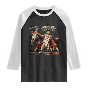 Undefeated Since 1776 George Washington Basketball Raglan Shirt Funny USA Dream Team Founding Fathers Slam Dunk Patriotic Sports