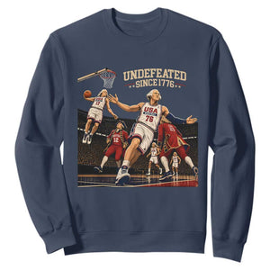 Undefeated Since 1776 George Washington Basketball Sweatshirt Funny USA Dream Team Founding Fathers Slam Dunk Patriotic Sports