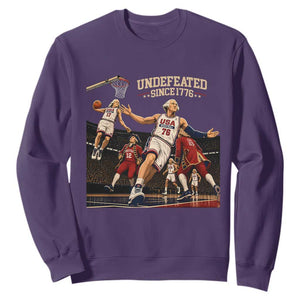 Undefeated Since 1776 George Washington Basketball Sweatshirt Funny USA Dream Team Founding Fathers Slam Dunk Patriotic Sports