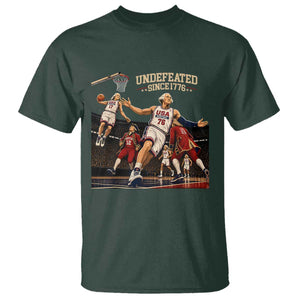Undefeated Since 1776 George Washington Basketball T Shirt Funny USA Dream Team Founding Fathers Slam Dunk Patriotic Sports