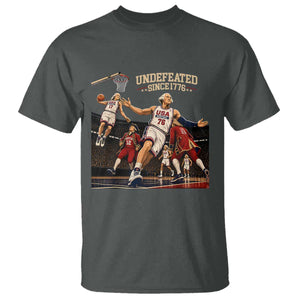 Undefeated Since 1776 George Washington Basketball T Shirt Funny USA Dream Team Founding Fathers Slam Dunk Patriotic Sports