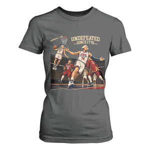 Undefeated Since 1776 George Washington Basketball T Shirt For Women Funny USA Dream Team Founding Fathers Slam Dunk Patriotic Sports