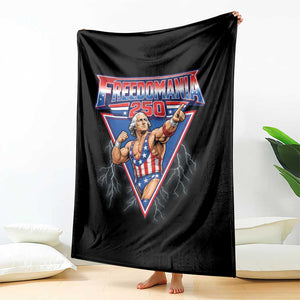 Freedomania 250 George Washington Wrestler Graphic Throw Blanket Funny Muscular President Lightning 1776 to 2026 Semiquincentennial