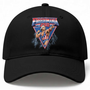 Freedomania 250 George Washington Wrestler Graphic Baseball Cap Funny Muscular President Lightning 1776 to 2026 Semiquincentennial