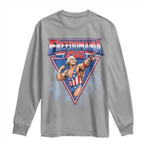 Freedomania 250 George Washington Wrestler Graphic Long Sleeve Shirt Funny Muscular President Lightning 1776 to 2026 Semiquincentennial