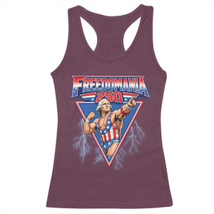 Freedomania 250 George Washington Wrestler Graphic Racerback Tank Top Funny Muscular President Lightning 1776 to 2026 Semiquincentennial