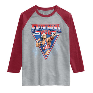 Freedomania 250 George Washington Wrestler Graphic Raglan Shirt Funny Muscular President Lightning 1776 to 2026 Semiquincentennial