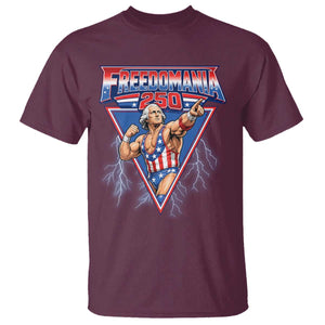 Freedomania 250 George Washington Wrestler Graphic T Shirt Funny Muscular President Lightning 1776 to 2026 Semiquincentennial