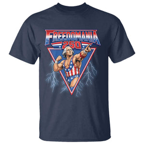 Freedomania 250 George Washington Wrestler Graphic T Shirt Funny Muscular President Lightning 1776 to 2026 Semiquincentennial