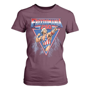 Freedomania 250 George Washington Wrestler Graphic T Shirt For Women Funny Muscular President Lightning 1776 to 2026 Semiquincentennial