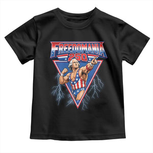 Freedomania 250 George Washington Wrestler Graphic Toddler T Shirt Funny Muscular President Lightning 1776 to 2026 Semiquincentennial