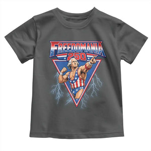Freedomania 250 George Washington Wrestler Graphic Toddler T Shirt Funny Muscular President Lightning 1776 to 2026 Semiquincentennial