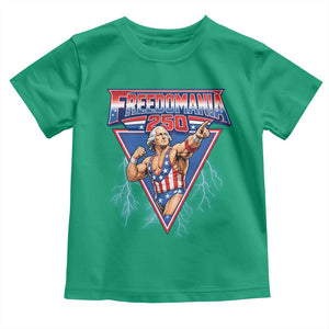 Freedomania 250 George Washington Wrestler Graphic Toddler T Shirt Funny Muscular President Lightning 1776 to 2026 Semiquincentennial