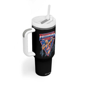 Freedomania 250 George Washington Wrestler Graphic Tumbler With Handle Funny Muscular President Lightning 1776 to 2026 Semiquincentennial