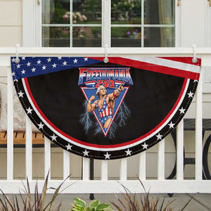 Freedomania 250 George Washington Wrestler Graphic Patriotic Fan Flag Funny Muscular President Lightning 1776 to 2026 Semiquincentennial