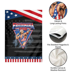 Freedomania 250 George Washington Wrestler Graphic Patriotic Garden Flag Funny Muscular President Lightning 1776 to 2026 Semiquincentennial