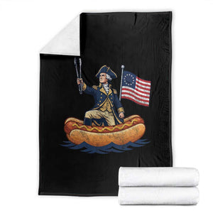 George Washington Crossing The Delaware on Hot Dog Boat Throw Blanket Funny BBQ Party 4th of July Graphic