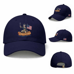 George Washington Crossing The Delaware on Hot Dog Boat Baseball Cap Funny BBQ Party 4th of July Graphic