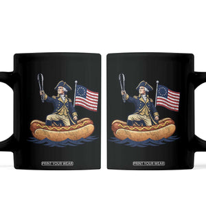 George Washington Crossing The Delaware on Hot Dog Boat Coffee Mug Funny BBQ Party 4th of July Graphic