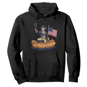 George Washington Crossing The Delaware on Hot Dog Boat Hoodie Funny BBQ Party 4th of July Graphic