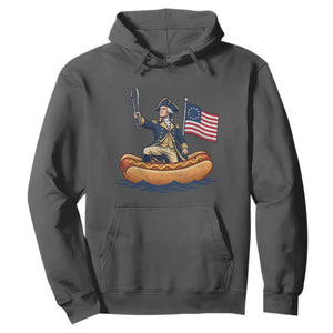 George Washington Crossing The Delaware on Hot Dog Boat Hoodie Funny BBQ Party 4th of July Graphic