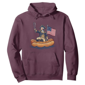 George Washington Crossing The Delaware on Hot Dog Boat Hoodie Funny BBQ Party 4th of July Graphic