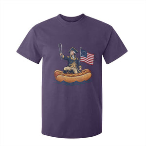 George Washington Crossing The Delaware on Hot Dog Boat T Shirt For Kid Funny BBQ Party 4th of July Graphic