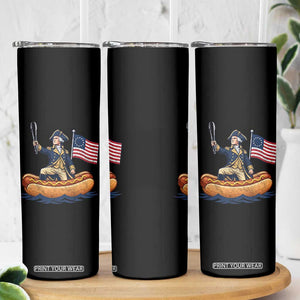George Washington Crossing The Delaware on Hot Dog Boat Skinny Tumbler Funny BBQ Party 4th of July Graphic
