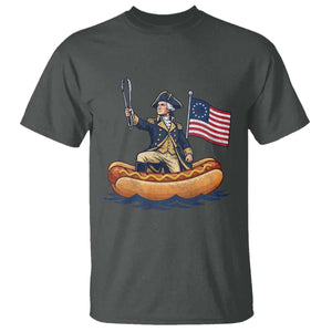 George Washington Crossing The Delaware on Hot Dog Boat T Shirt Funny BBQ Party 4th of July Graphic