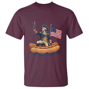 George Washington Crossing The Delaware on Hot Dog Boat T Shirt Funny BBQ Party 4th of July Graphic