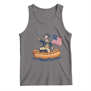 George Washington Crossing The Delaware on Hot Dog Boat Tank Top Funny BBQ Party 4th of July Graphic
