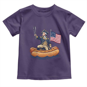George Washington Crossing The Delaware on Hot Dog Boat Toddler T Shirt Funny BBQ Party 4th of July Graphic