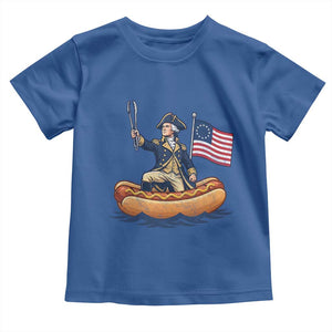 George Washington Crossing The Delaware on Hot Dog Boat Toddler T Shirt Funny BBQ Party 4th of July Graphic