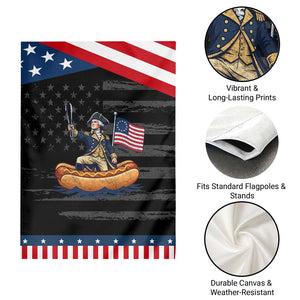 George Washington Crossing The Delaware on Hot Dog Boat Patriotic Garden Flag Funny BBQ Party 4th of July Graphic