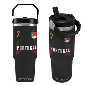 Portugal Soccer Fans Graphic Jersey Style Flip Straw Tumbler Proud Portuguese Football Lover
