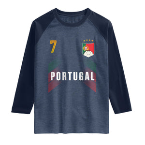 Portugal Soccer Fans Graphic Jersey Style Raglan Shirt Proud Portuguese Football Lover