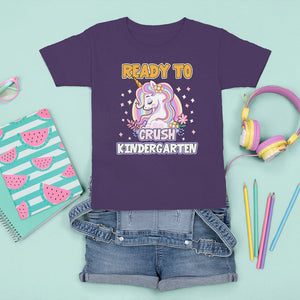 Cute Kindergarten Unicorn T Shirt For Kid I'm Ready To Crush Kinder 1st Day Of School For Girls TS02 Purple Printyourwear