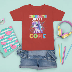 Cute Kindergarten Unicorn T Shirt For Kid Kinder Here I Come Girls Team TS02 Red Printyourwear