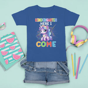 Cute Kindergarten Unicorn T Shirt For Kid Kinder Here I Come Girls Team TS02 Royal Blue Printyourwear
