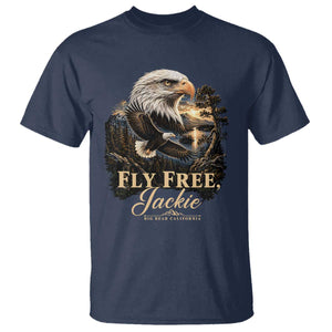 Fly Free Jackie Big Bear Bald Eagle Memorial T Shirt California Valley Sunset Forest Nature Graphic TS02 Navy Print Your Wear