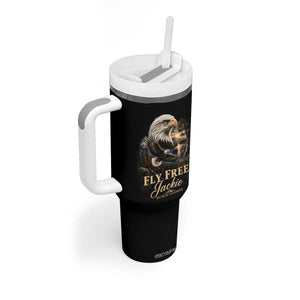 Fly Free Jackie Big Bear Bald Eagle Memorial Tumbler With Handle California Valley Sunset Forest Nature Graphic TS02 Print Your Wear
