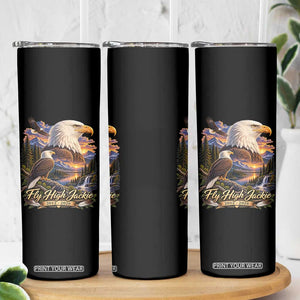 Fly High Jackie Bald Eagle Memorial Skinny Tumbler Scenic Mountain Sunset Lake Nature Graphic