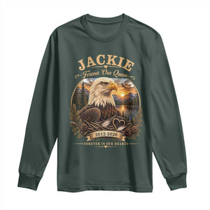 Jackie Forever Our Queen Bald Eagle Memorial Long Sleeve Shirt Big Bear Lake Crest Tribute Graphic TS02 Dark Forest Green Print Your Wear