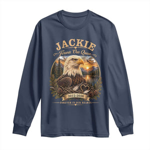 Jackie Forever Our Queen Bald Eagle Memorial Long Sleeve Shirt Big Bear Lake Crest Tribute Graphic TS02 Navy Print Your Wear