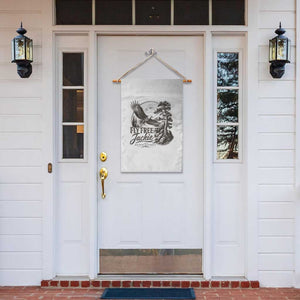 Fly Free Jackie Vintage Etching Soaring Eagle Garden Flag Big Bear Lake Wilderness Graphic